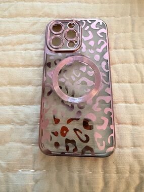 Pink Leopard Print iPhone Case with Magnetic Ring